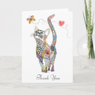 Agradecimiento Tarjeta de saludo para gatos, suave y colorida
