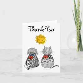 Agradecimiento Tarjeta de saludo para perros y gatos, dulce y col