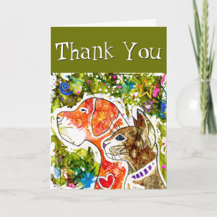 Agradecimiento Tarjeta de saludo para perros y gatos, fina y colo