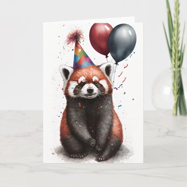 Agradecimiento Tarjeta de saludo Red Panda Fiesta (Anverso)
