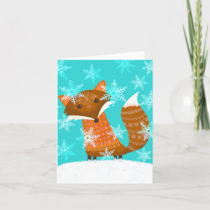 Agradecimiento Tarjeta de saludo Winter Fun Fox BLANK