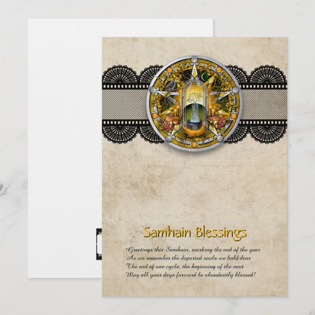 Agradecimiento Tarjeta de salutación personalizable de Samhain (Anverso / Reverso)