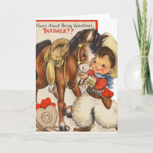 Agradecimiento Tarjeta de San Valentín de pequeño vaquero y pony 