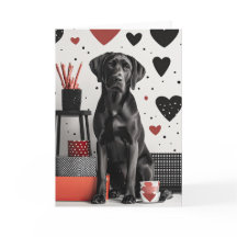 Tarjeta de San Valentín de perro negro de Labrador