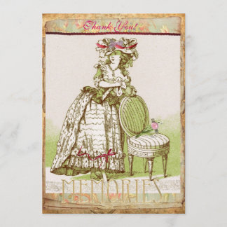 Agradecimiento Tarjeta de señora Thank You del Victorian de Mys