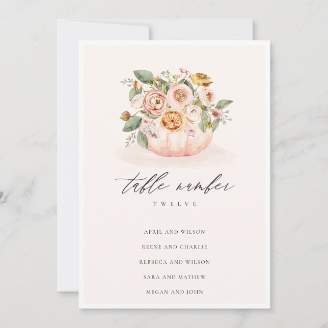 Agradecimiento Tarjeta de tabla de la tabla de asientos florales  (Anverso)