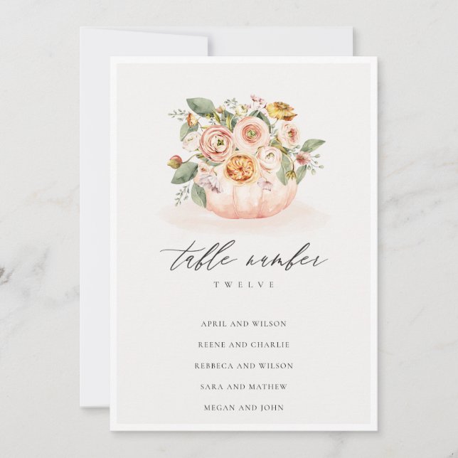 Agradecimiento Tarjeta de tabla de la tabla de asientos florales  (Anverso)