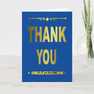 Agradecimiento Tarjeta De Tipografía De Oro Azul