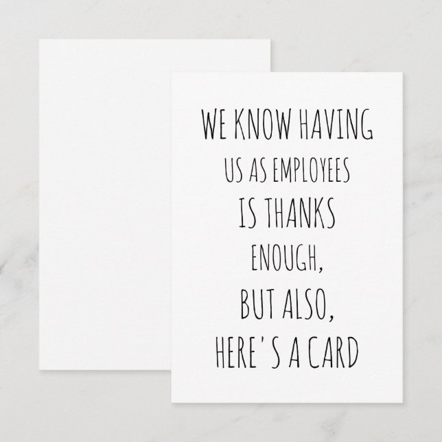 Agradecimiento Tarjeta de trabajo divertida para grupo - Tarjeta  (Anverso / Reverso)