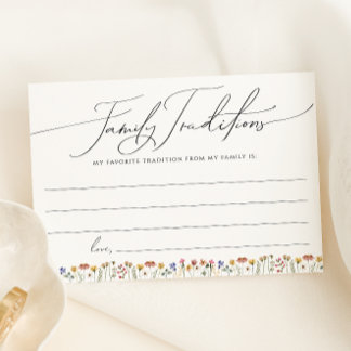 Agradecimiento Tarjeta de tradiciones de familia de flores silves