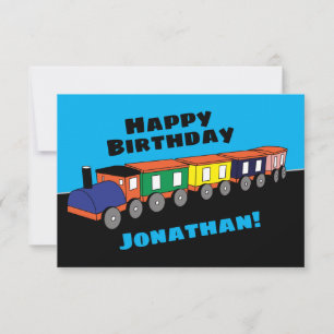 Agradecimiento Tarjeta de tren de cumpleaños personalizada