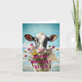 Agradecimiento Tarjeta de vaca divertida de cumpleaños