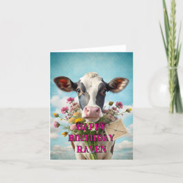 Agradecimiento Tarjeta de vaca divertida de cumpleaños