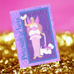 Agradecimiento Tarjeta de vacaciones Art Nouveau Westig Dog Pink