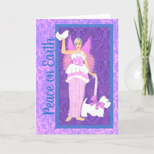 Agradecimiento Tarjeta de vacaciones Art Nouveau Westig Dog Pink 