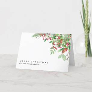 Agradecimiento Tarjeta de vacaciones Berries y Greenery Navidades