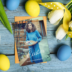 Agradecimiento Tarjeta de vacaciones de fotos de pascua feliz mod