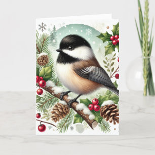 Agradecimiento Tarjeta de vacaciones de Holiday Chickadee