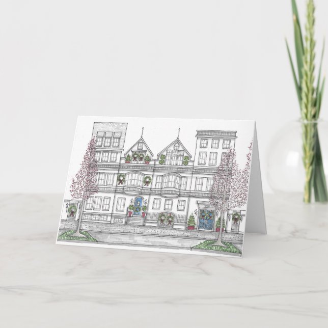 Agradecimiento Tarjeta de vacaciones de la ciudad original dibuja (Anverso)