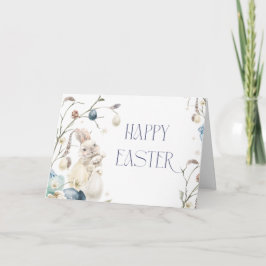 Agradecimiento Tarjeta de vacaciones de Pascua con acuarela azul 
