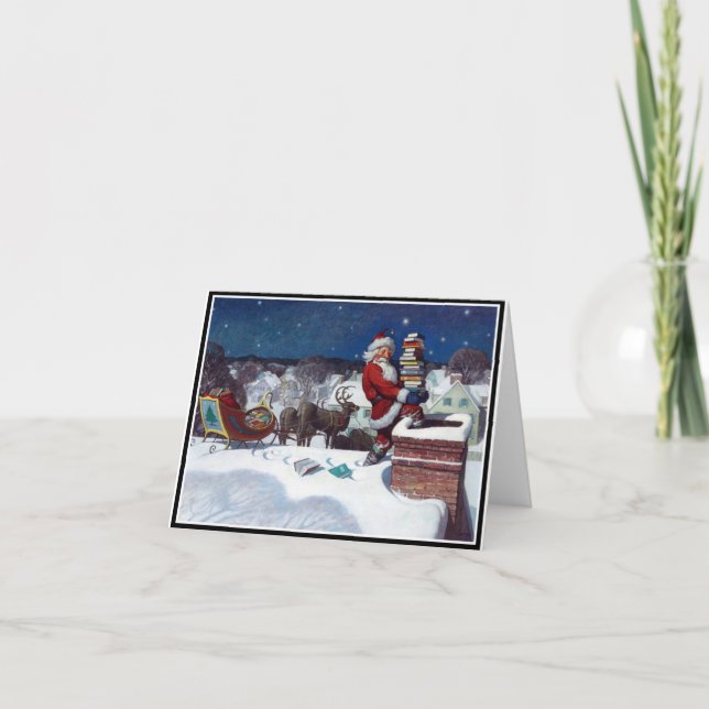 Agradecimiento Tarjeta de vacaciones de Santa Entrega de Libros (Anverso)