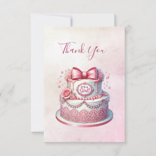 Agradecimiento Tarjeta decorativa de Bow Rosa