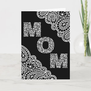 Agradecimiento Tarjeta del día de la madre de encaje blanco y neg