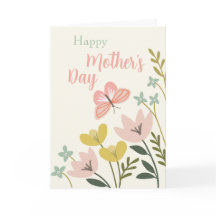 Tarjeta del día de la madre de mariposa rosa