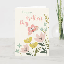 Agradecimiento Tarjeta del día de la madre de mariposa rosa