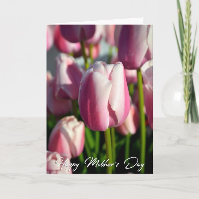 Agradecimiento Tarjeta del día de la madre: foto de tulipanes ros (Anverso)