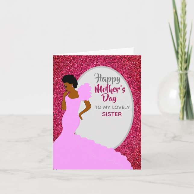 Agradecimiento Tarjeta del Día de la Madre para Hermana Afroameri (Anverso)