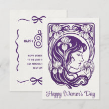 Tarjeta del Día de la Mujer | Púrpura Personalizad