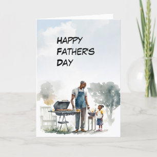 Agradecimiento Tarjeta del Día de los Padres, padre y niño afroam