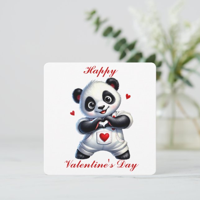Agradecimiento Tarjeta del Día de San Valentín de Panda Adorable (Anverso de pie)
