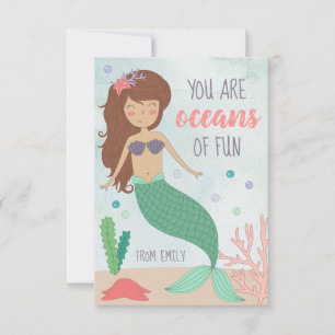 Agradecimiento Tarjeta del Día de San Valentín de Sirena para Niñ