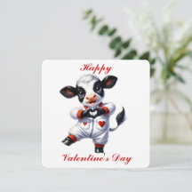 Tarjeta del Día de San Valentín de ternero de las