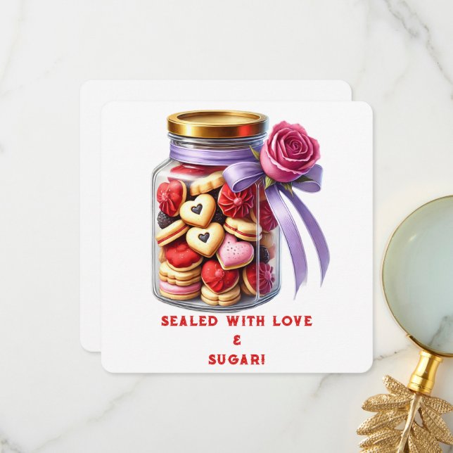 Agradecimiento Tarjeta del día de San Valentín - Tarro de Galleta (Anverso/Reverso In Situ)