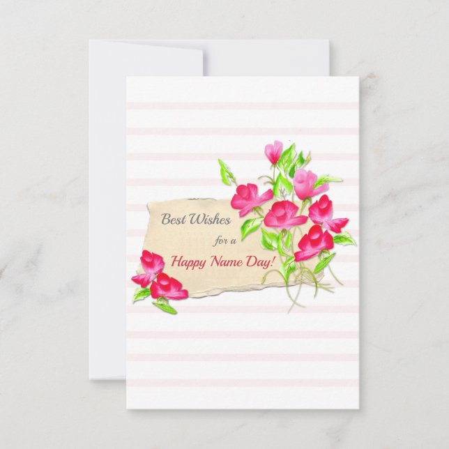 Agradecimiento Tarjeta del día del nombre de los mejores deseos (Anverso)