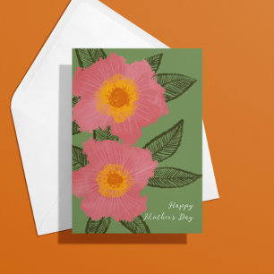 Agradecimiento Tarjeta del día moderno de la madre: el rosa flore