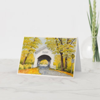 Agradecimiento Tarjeta del puente de otoño en blanco