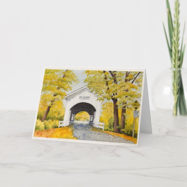 Agradecimiento Tarjeta del puente de otoño en blanco (Anverso)