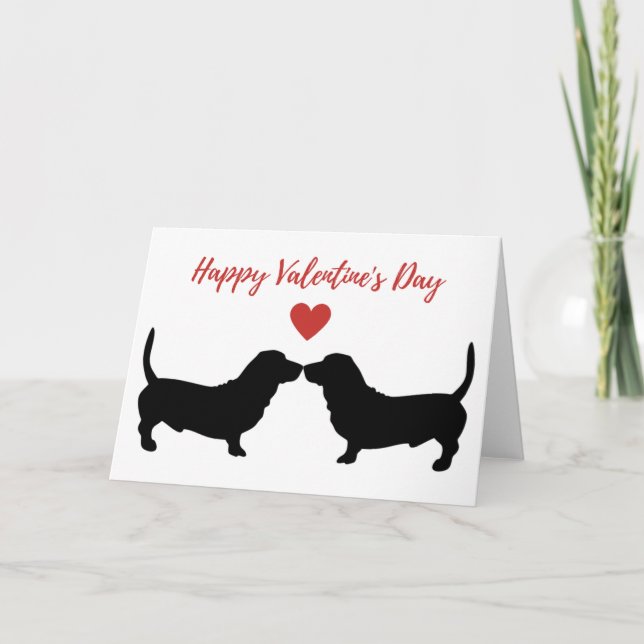 Agradecimiento Tarjeta Día de San Valentín plegable BASSET HOUND (Anverso)