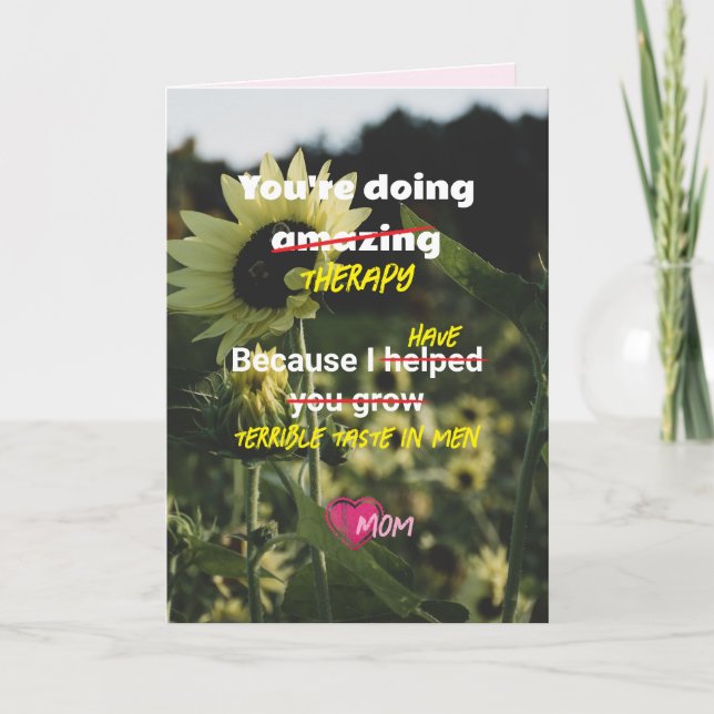 Agradecimiento Tarjeta Divertida de Girasol de Mamá para Terapia  (Anverso)