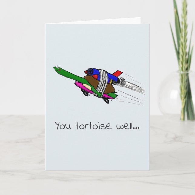 Agradecimiento tarjeta divertida de tortoise voladora. (Anverso)