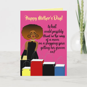 Agradecimiento Tarjeta divertida del Día de la Madre afroamerican