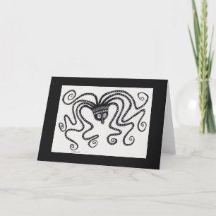 Agradecimiento Tarjeta doblada de pulpo de inspiración griega de 