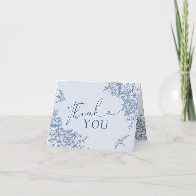 Agradecimiento Tarjeta doblada de regadera de boda de Chinoiserie (Anverso)