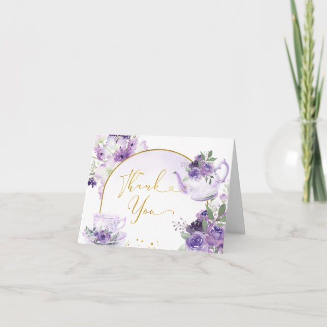 Agradecimiento Tarjeta doblada de Té de Despedida de Soltera Flor (Anverso)