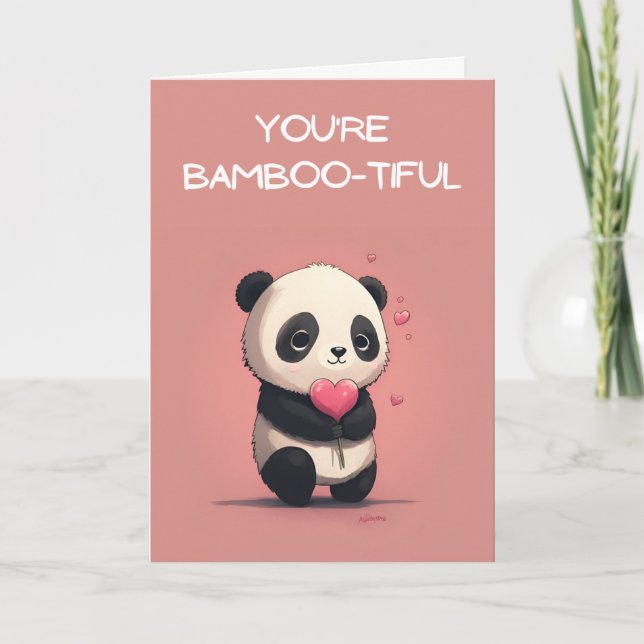 Agradecimiento Tarjeta El día de San Valentín Cute Panda (Anverso)