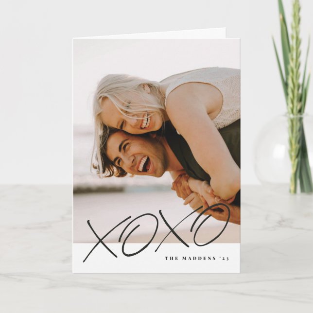 Agradecimiento Tarjeta El día de San Valentín XOXO con tinta - Ne (Anverso)